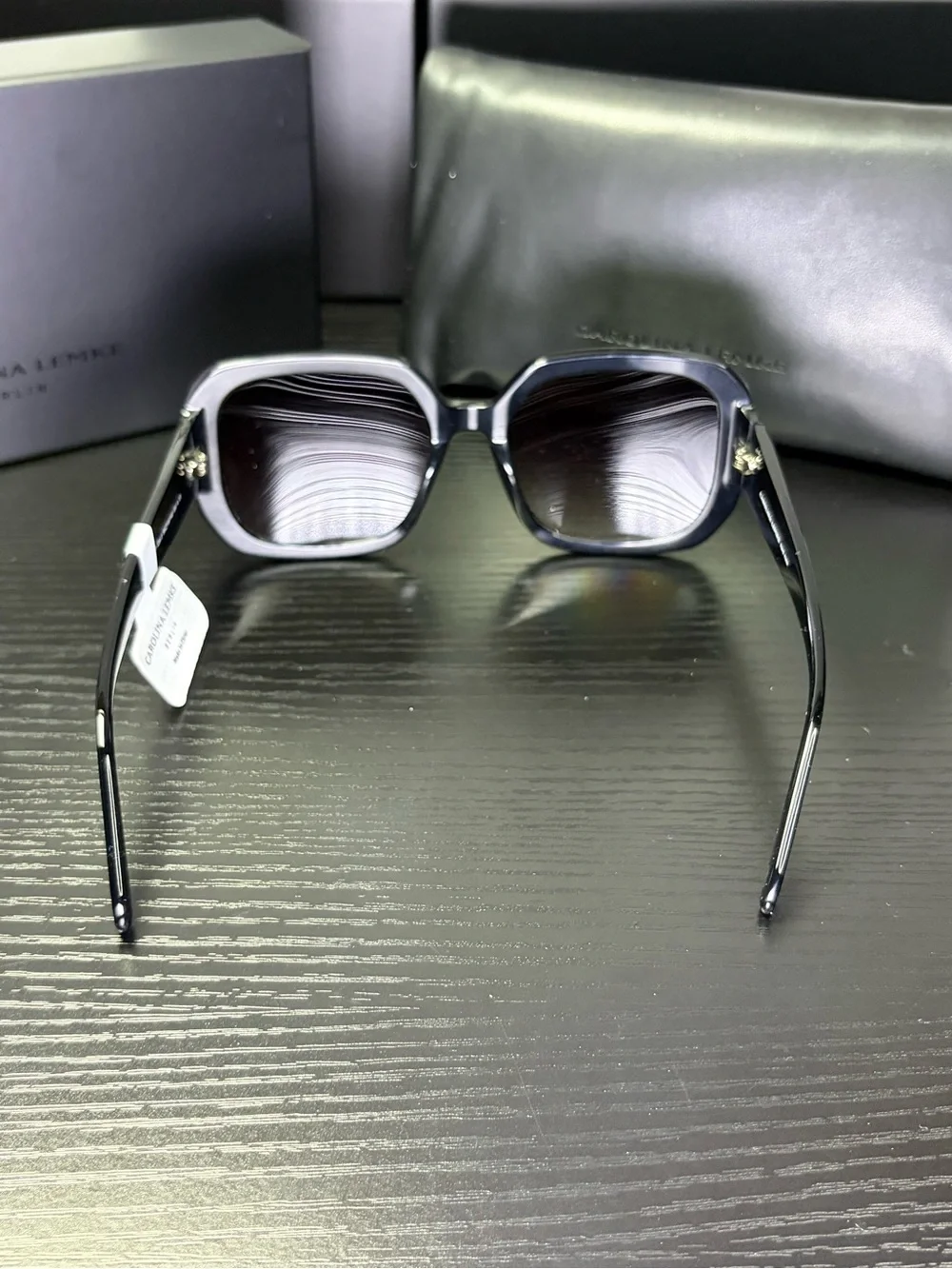 Carolina Lemke Women's Black Square Sunglasses